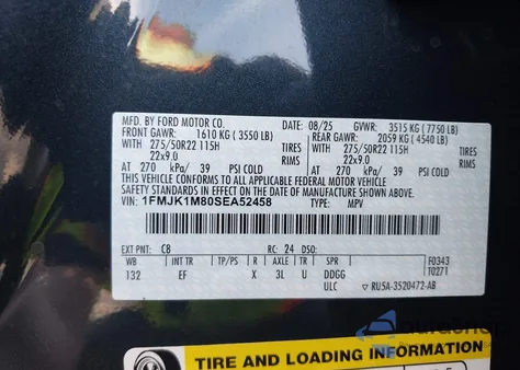 2025 Ford Expedition Platinum Max from USA, damaged, VIN 1FMJK1M80SEA52458